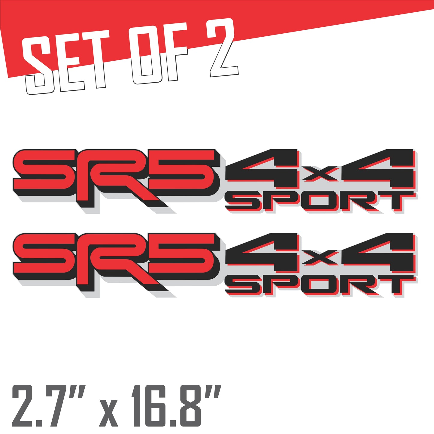 SR5 4x4 Sport Decals - Compatible Toyota Tundra 2022–2026 (3-rd Gen) Replacement Bedside Metallic Stickers, Pair (Black, Red, Silver)
