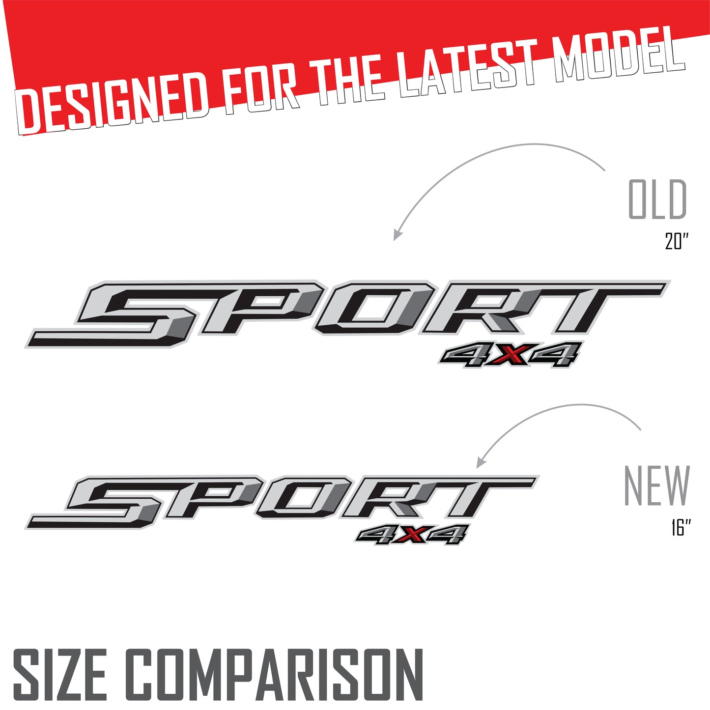 Sport 4x4 Gray Metallic Bedside Decal - Ford F-150 XLT 2021-2026 - Set of 2