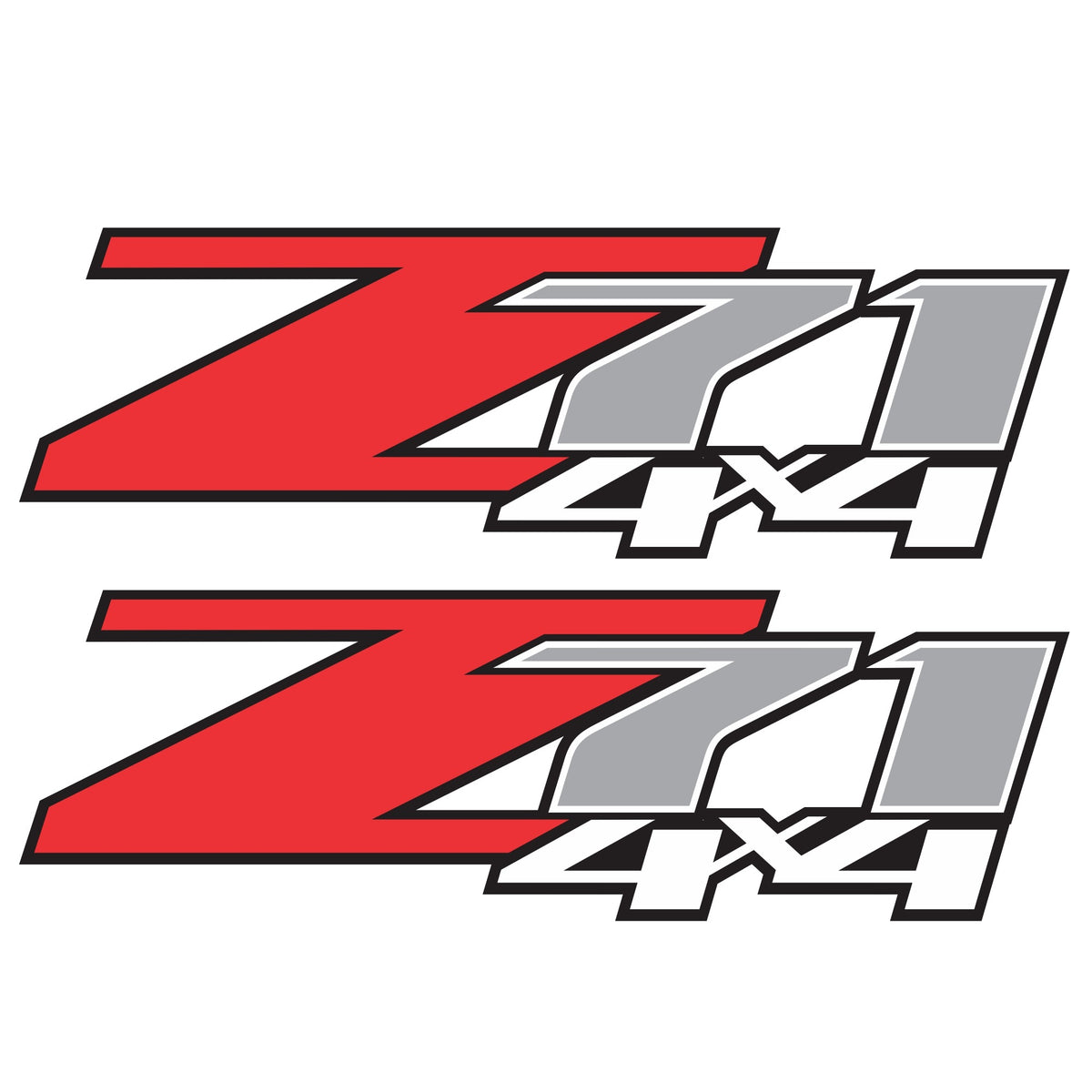 Z71 4x4 Decals Premium Series Black Red for Chevy Silverado HD 2007-2014 (Set of 2)