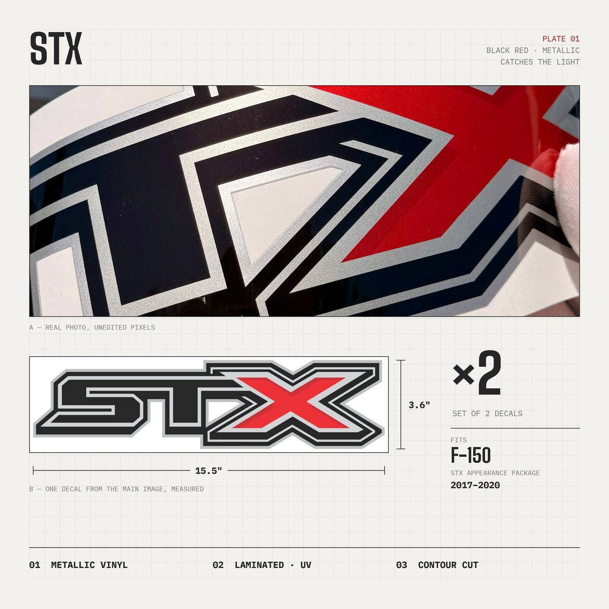 STX Decals Premium Series Black Red for Ford F-150 2017-2020 (Set of 2)