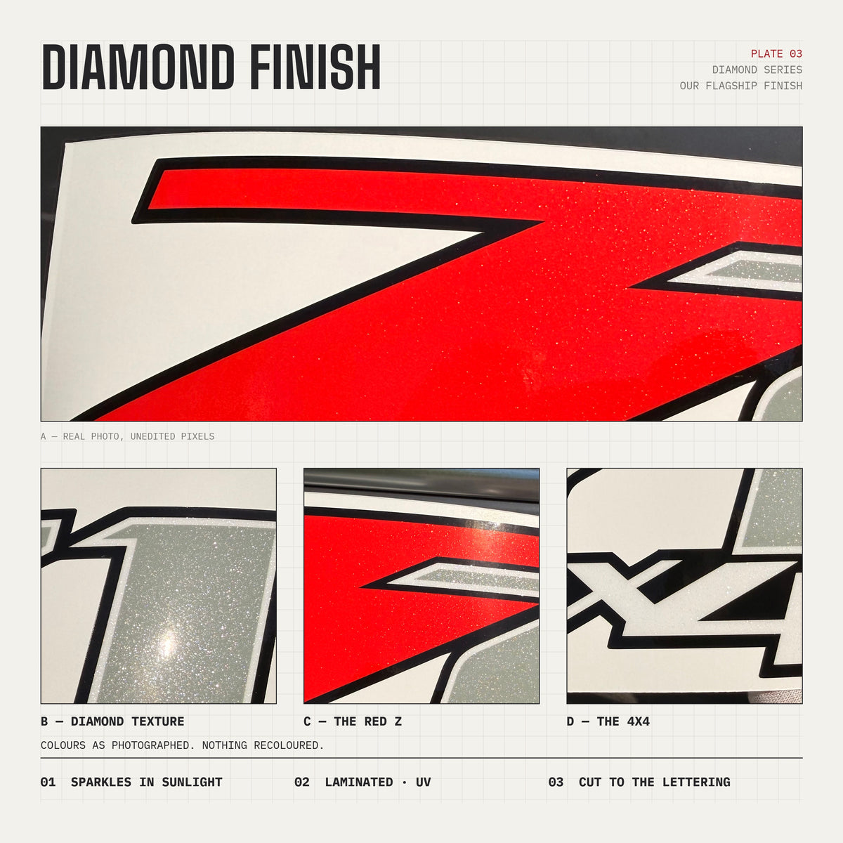 Z71 4x4 Decals Diamond Series Black Red for Chevy Silverado HD 2007-2014 (Set of 2)