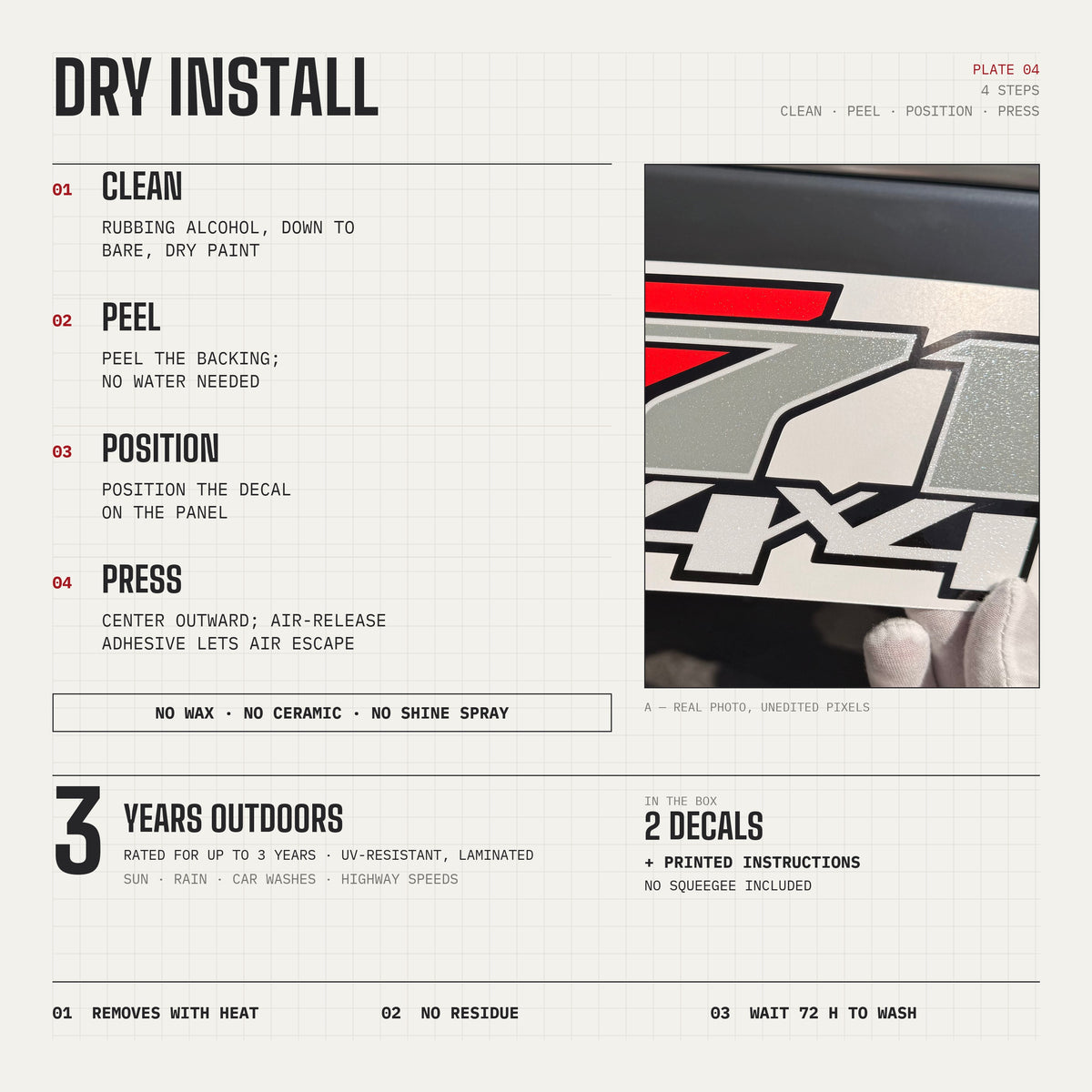 Z71 4x4 Decals Diamond Series Black Red for Chevy Silverado HD 2007-2014 (Set of 2)