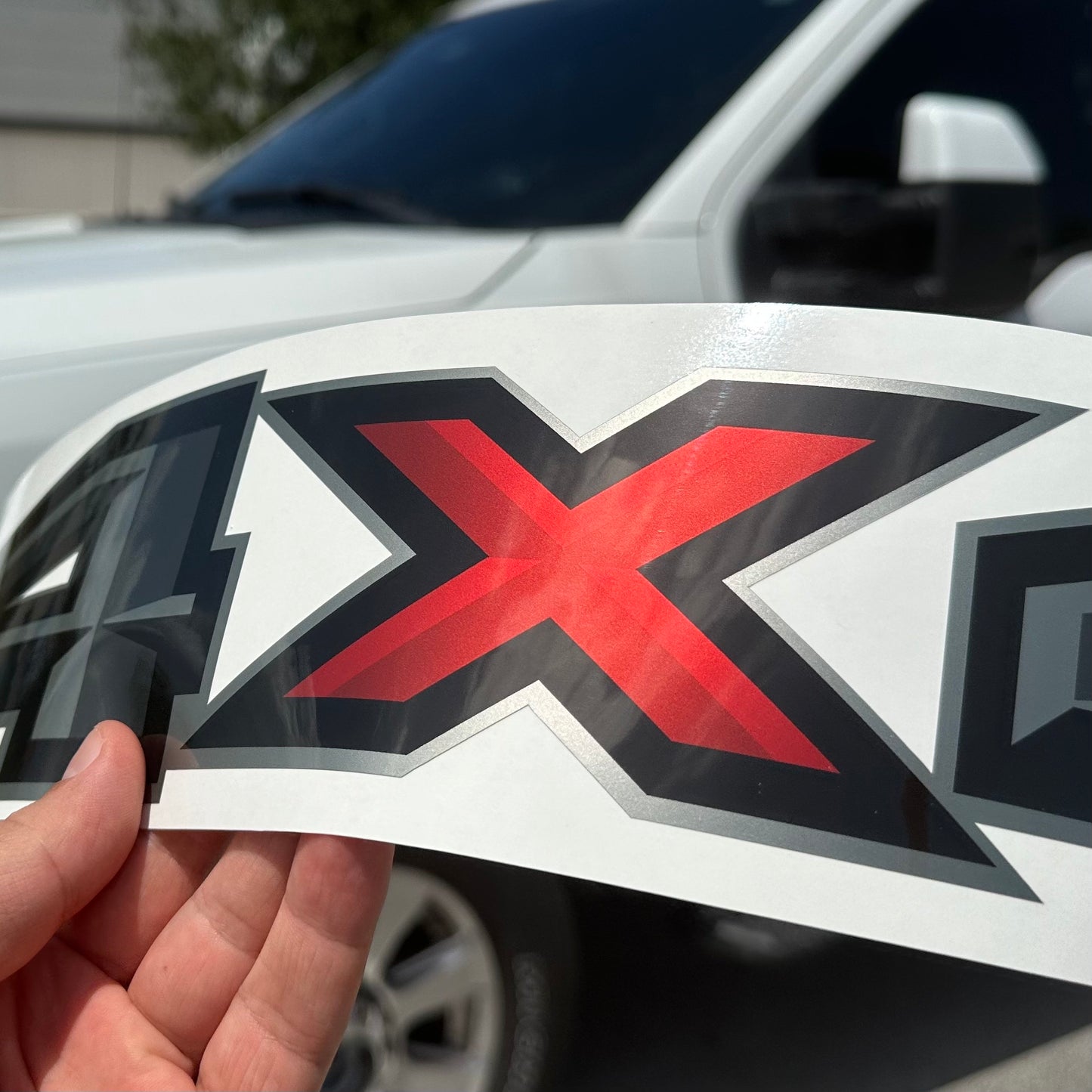 4x4 Gray Red Metallic Bedside Decal - Ford Ranger 2019-2026 - Set of 2