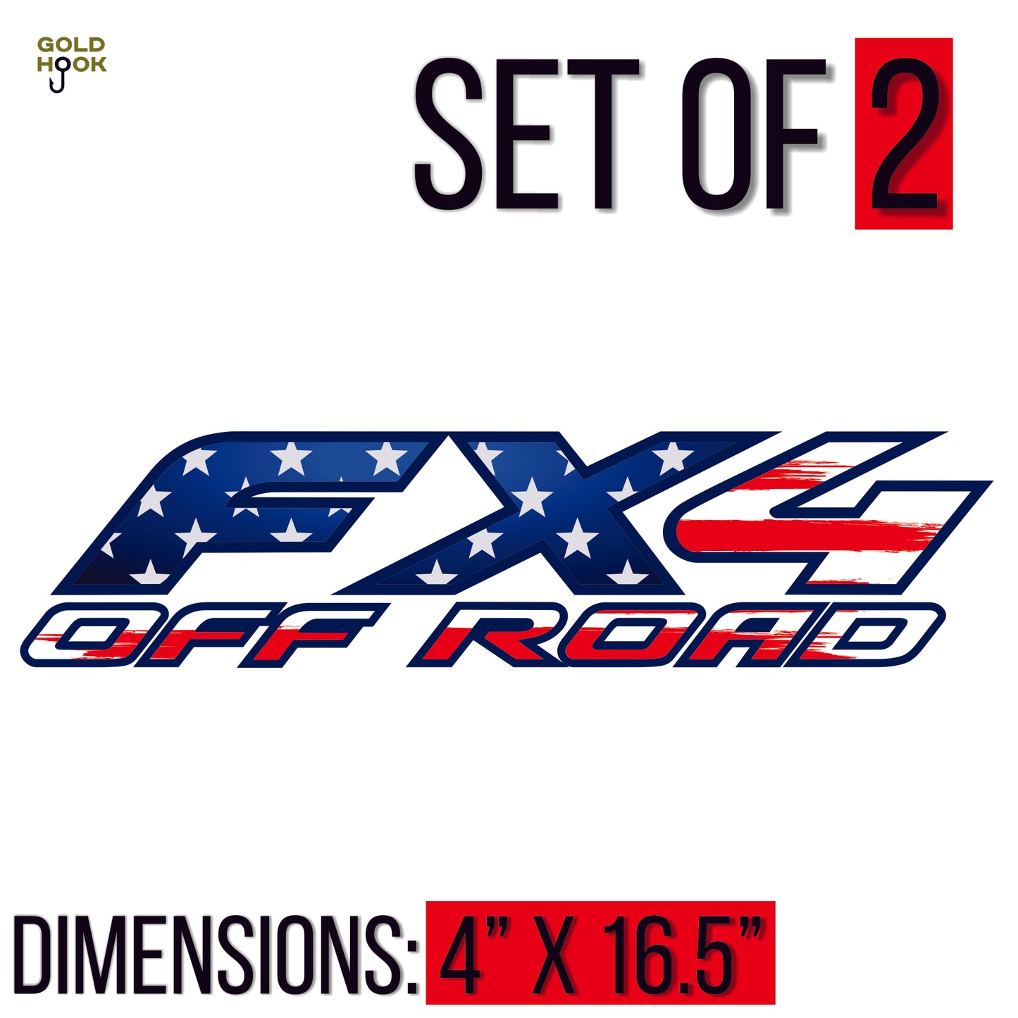 FX4 Off-Road Decals Kit, Compatible with Ford F150 F250 F350 F Truck (1997-2010), Bed Side Replacement Stickers Premium Series (American Flag)