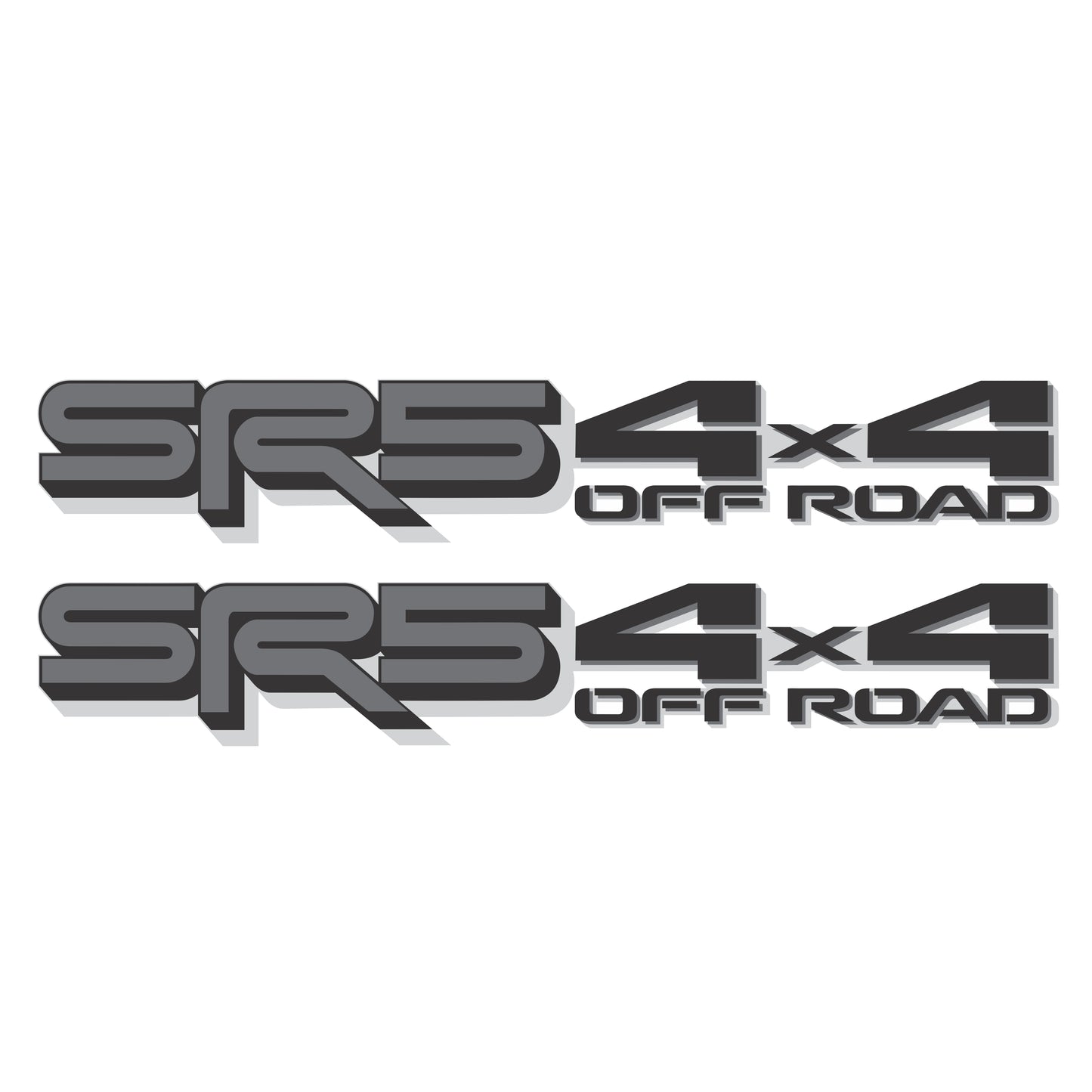 SR5 4x4 Off Road Decals, Metallic Bedside Stickers – Compatible with Toyota Tundra 3-rd Gen (2022+), 2 Pack Set (Black, Gray, Silver)