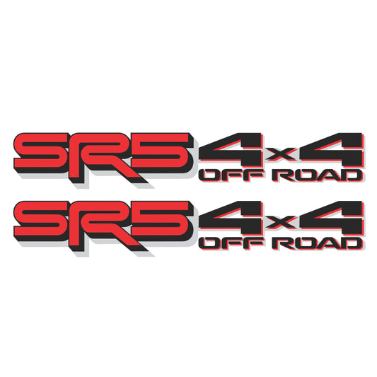 SR5 4x4 Off Road Decals, Metallic Bedside Stickers – Compatible with Toyota Tundra 3-rd Gen (2022+), 2 Pack Set (Black, Red, Silver)