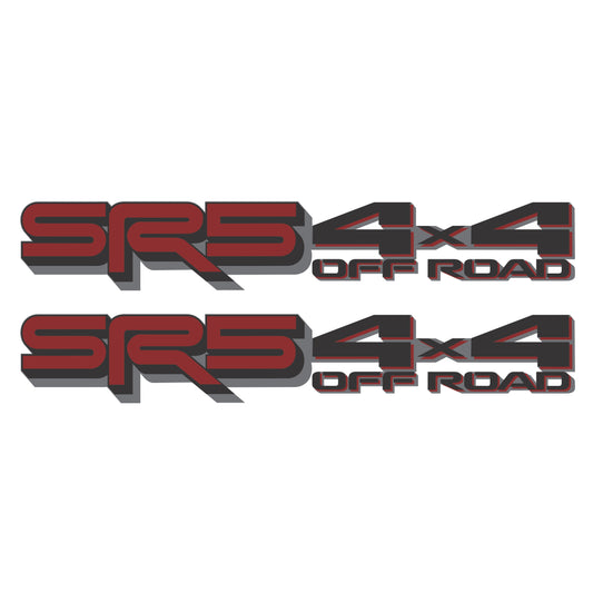 SR5 4x4 Off Road Decals, Metallic Bedside Stickers – Compatible with Toyota Tundra 3-rd Gen (2022+), 2 Pack Set (Dark Red, Black, Gray)