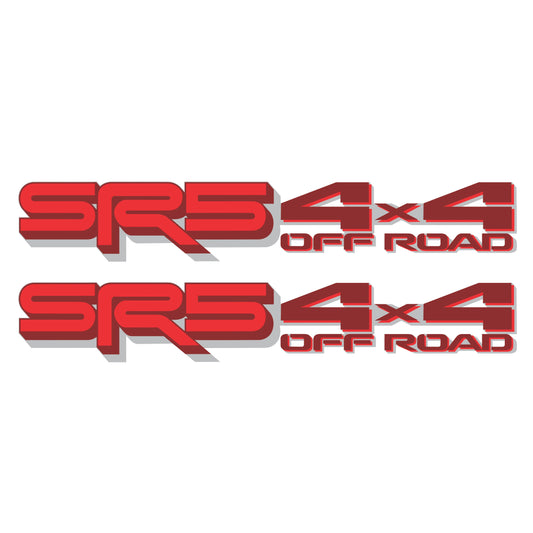 SR5 4x4 Off Road Decals, Metallic Bedside Stickers – Compatible with Toyota Tundra 3-rd Gen (2022+), 2 Pack Set (Dark Red, Red, Silver)
