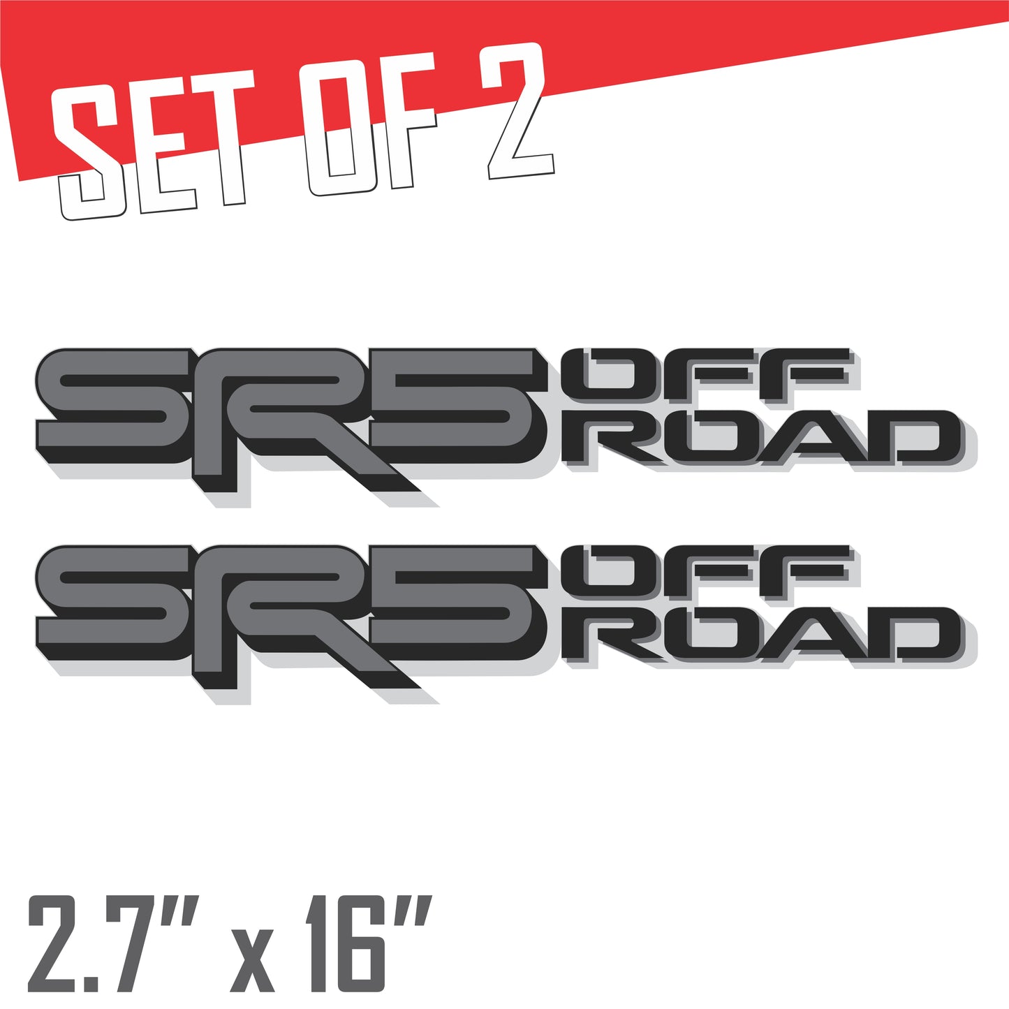 SR5 Offroad Decals, Metallic Bedside Stickers – Compatible with Toyota Tundra 3rd Gen (2022+), 2 Pack Set (Black, Gray, Silver)