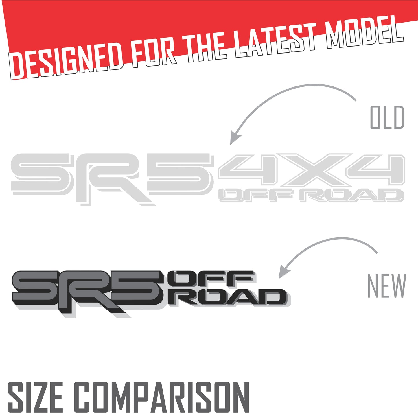 SR5 Offroad Decals, Metallic Bedside Stickers – Compatible with Toyota Tundra 3rd Gen (2022+), 2 Pack Set (Black, Gray, Silver)