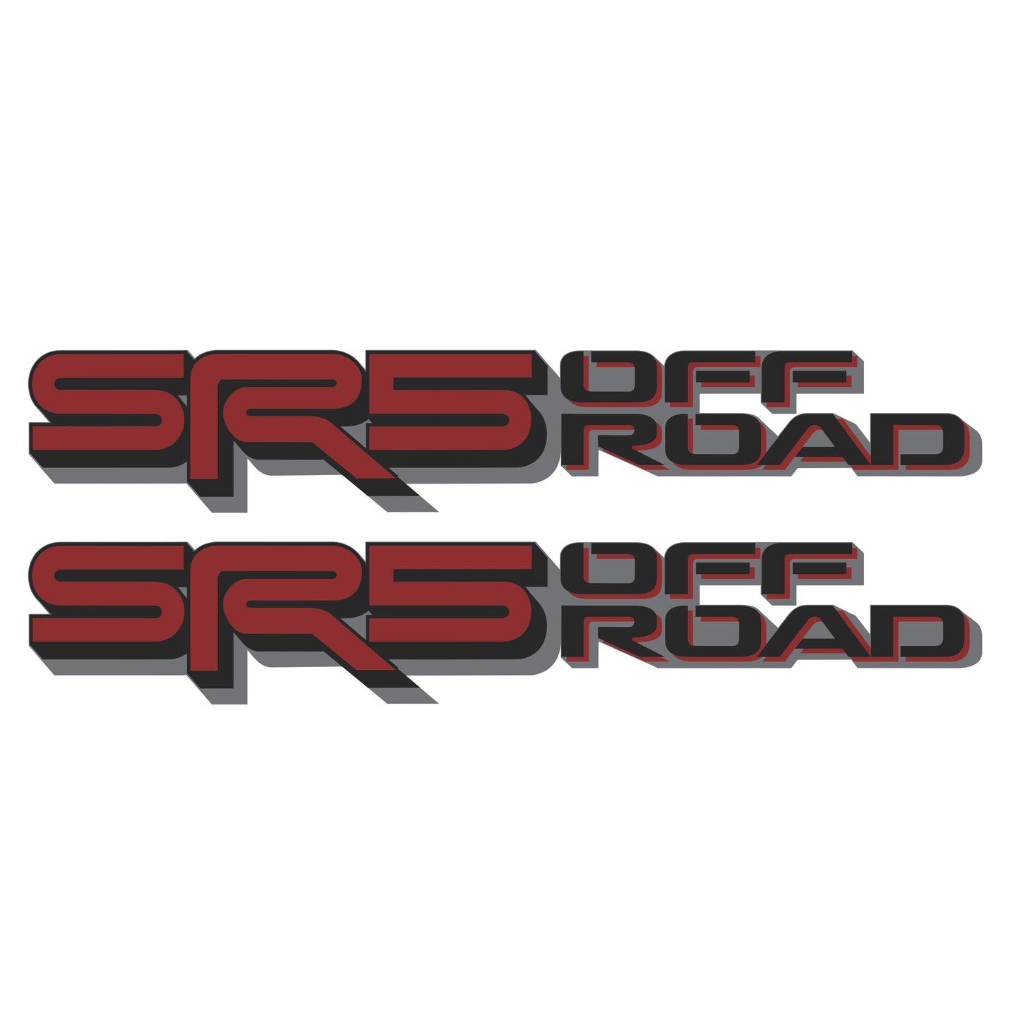 SR5 Offroad Decals, Metallic Bedside Stickers – Compatible with Toyota Tundra 3rd Gen (2022+), 2 Pack Set (Dark Red, Black, Gray)
