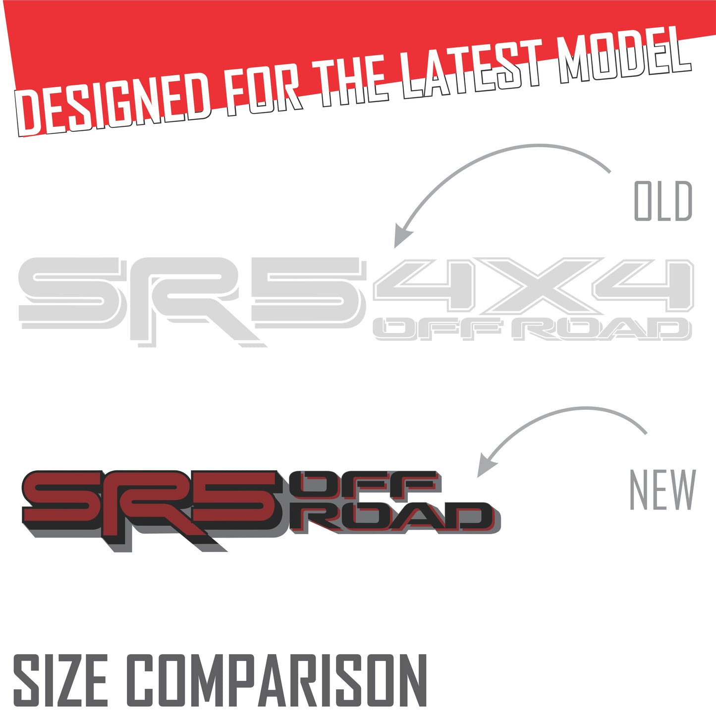 SR5 Offroad Decals, Metallic Bedside Stickers – Compatible with Toyota Tundra 3rd Gen (2022+), 2 Pack Set (Dark Red, Black, Gray)