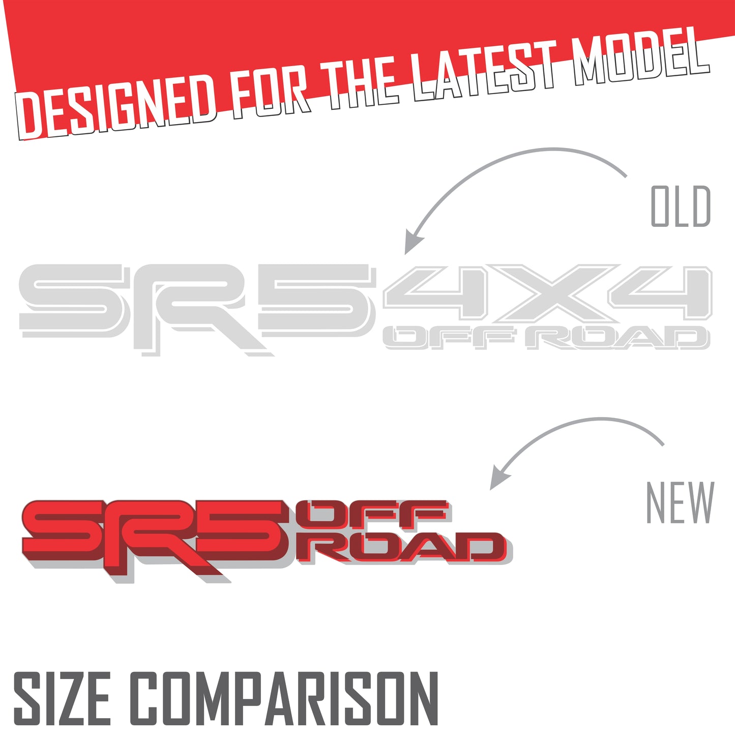 SR5 Offroad Decals, Metallic Bedside Stickers – Compatible with Toyota Tundra 3rd Gen (2022+), 2 Pack Set (Dark Red, Red, Silver)