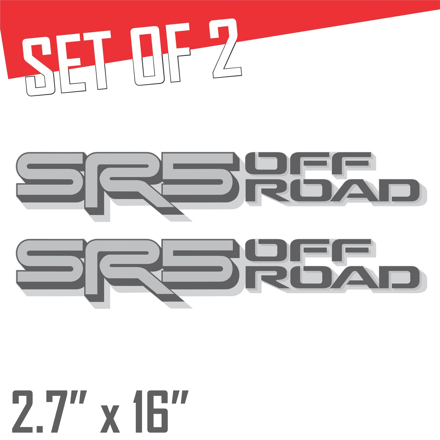 SR5 Offroad Decals, Metallic Bedside Stickers – Compatible with Toyota Tundra 3rd Gen (2022+), 2 Pack Set (Gray, Silver)