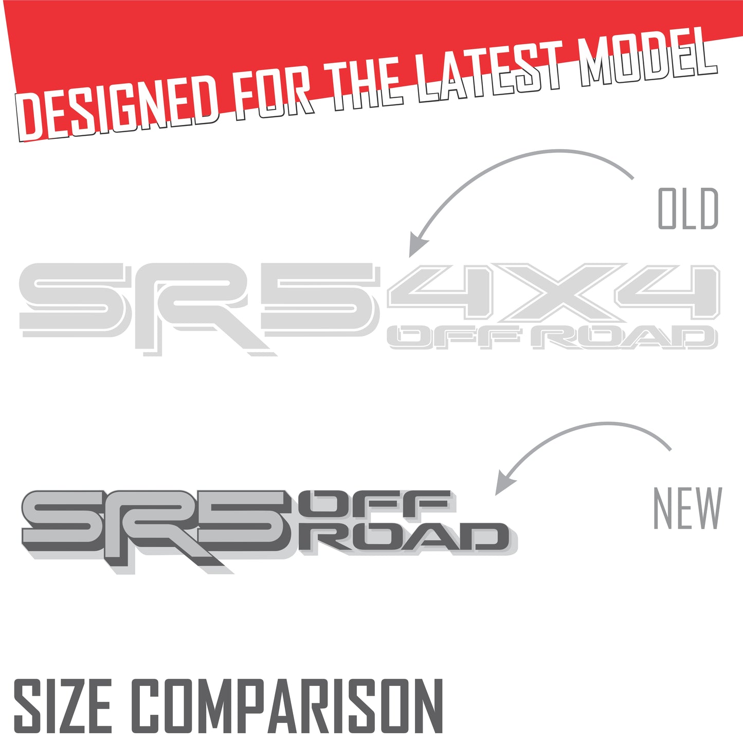 SR5 Offroad Decals, Metallic Bedside Stickers – Compatible with Toyota Tundra 3rd Gen (2022+), 2 Pack Set (Gray, Silver)