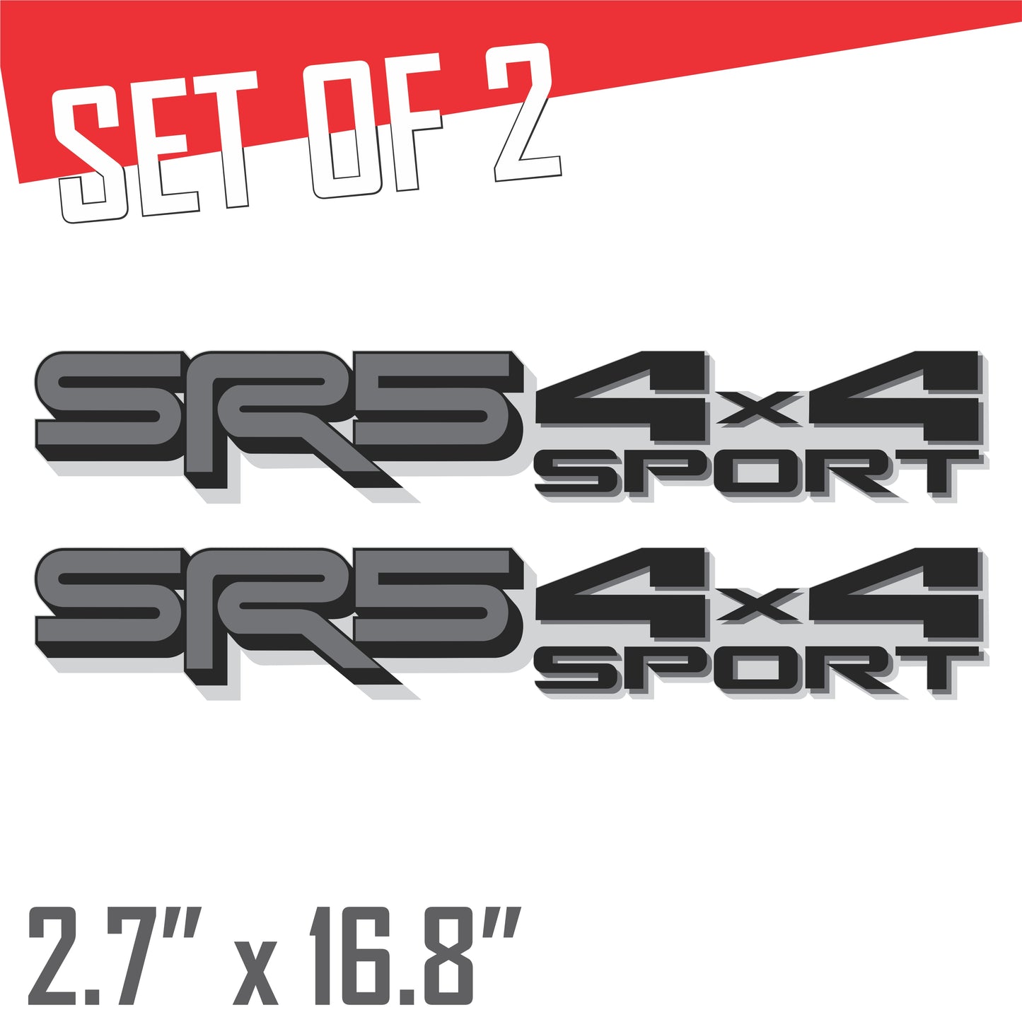 SR5 4x4 Sport Decals - Compatible Toyota Tundra 2022–2026 (3-rd Gen) Replacement Bedside Metallic Stickers, Pair (Black, Gray, Silver)