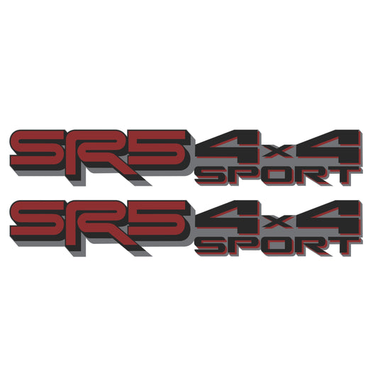 SR5 4x4 Sport Decals - Compatible Toyota Tundra 2022–2026 (3-rd Gen) Replacement Bedside Metallic Stickers, Pair (Dark Red, Black, Gray)