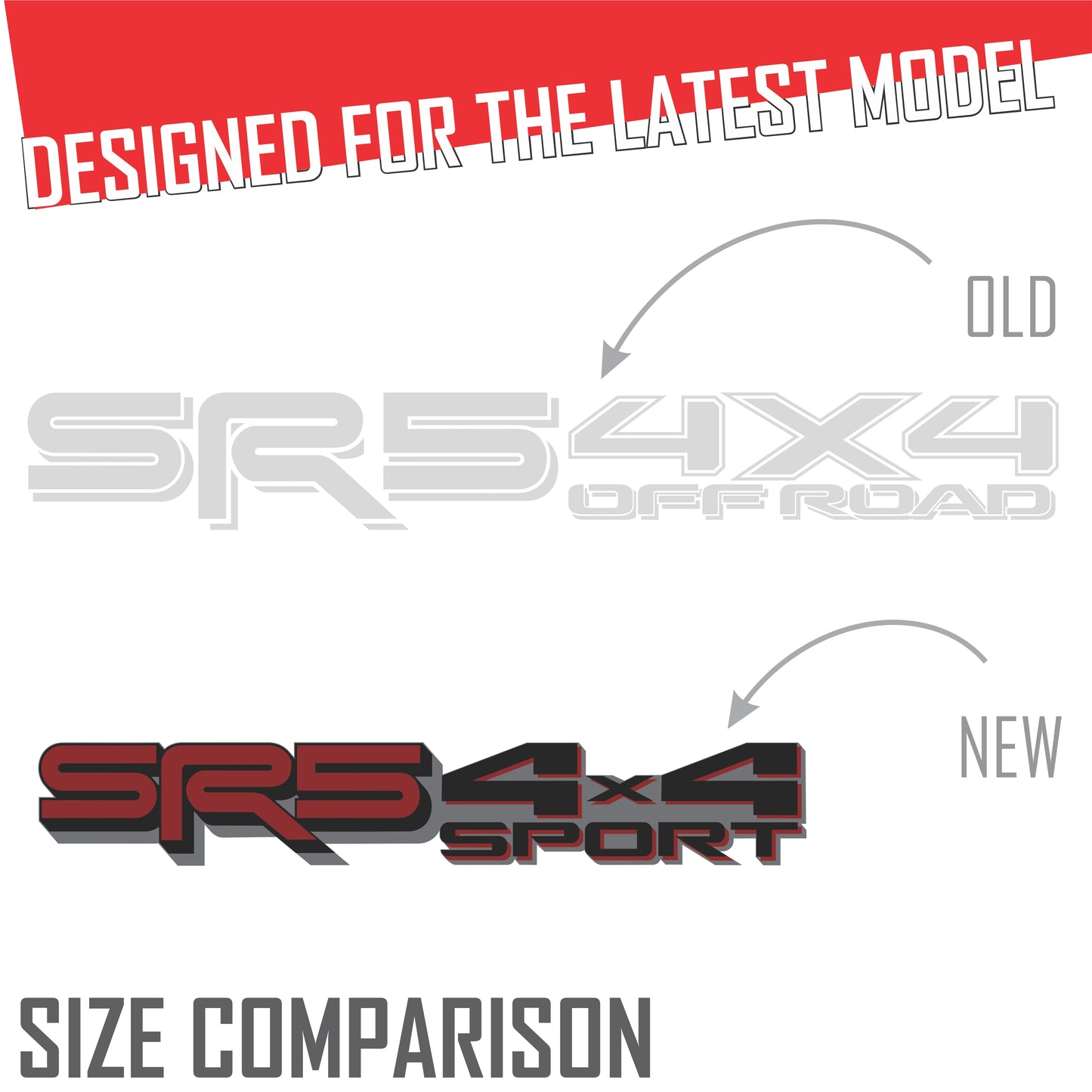 SR5 4x4 Sport Decals - Compatible Toyota Tundra 2022–2026 (3-rd Gen) Replacement Bedside Metallic Stickers, Pair (Dark Red, Black, Gray)