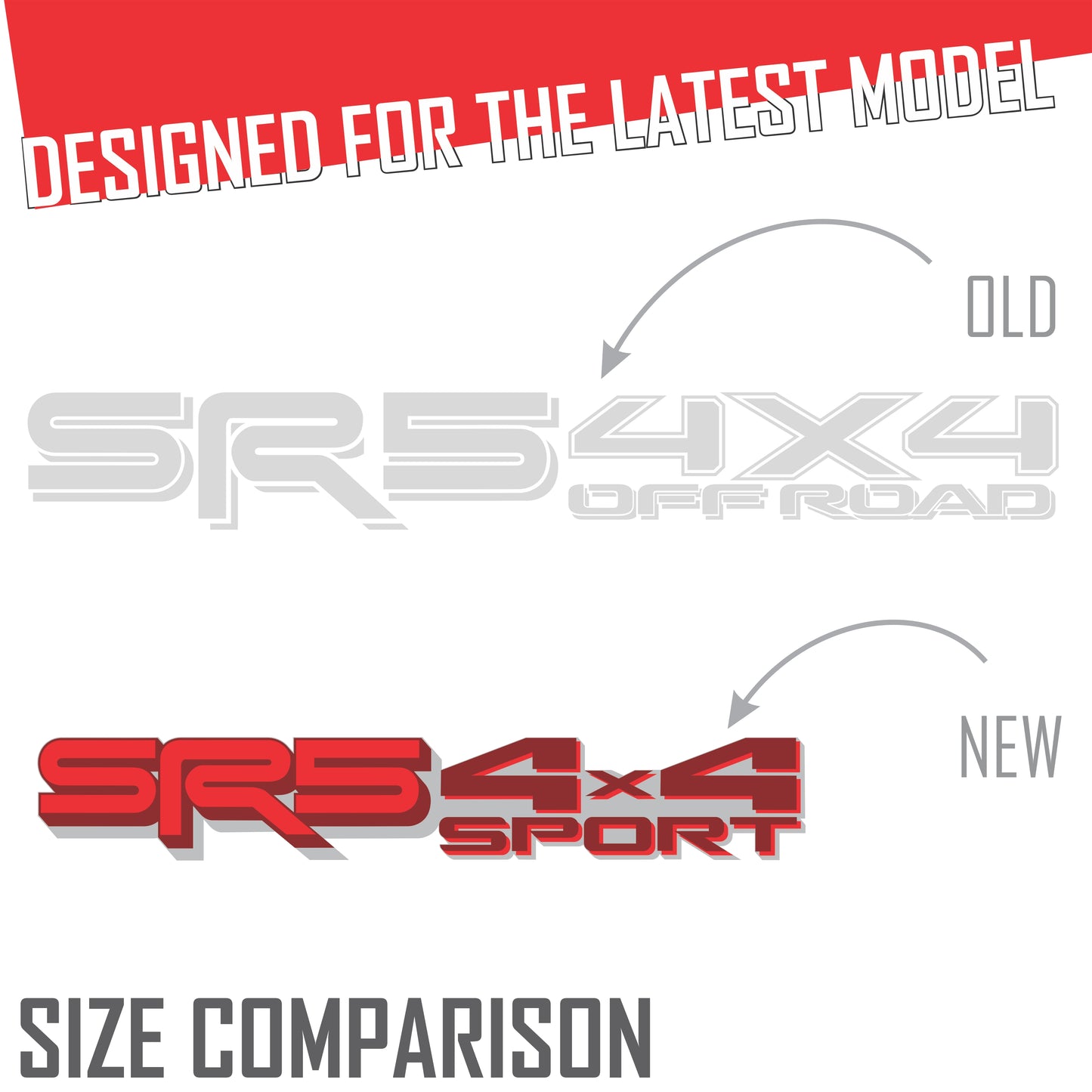 SR5 4x4 Sport Decals - Compatible Toyota Tundra 2022–2026 (3-rd Gen) Replacement Bedside Metallic Stickers, Pair (Dark Red, Red, Silver)