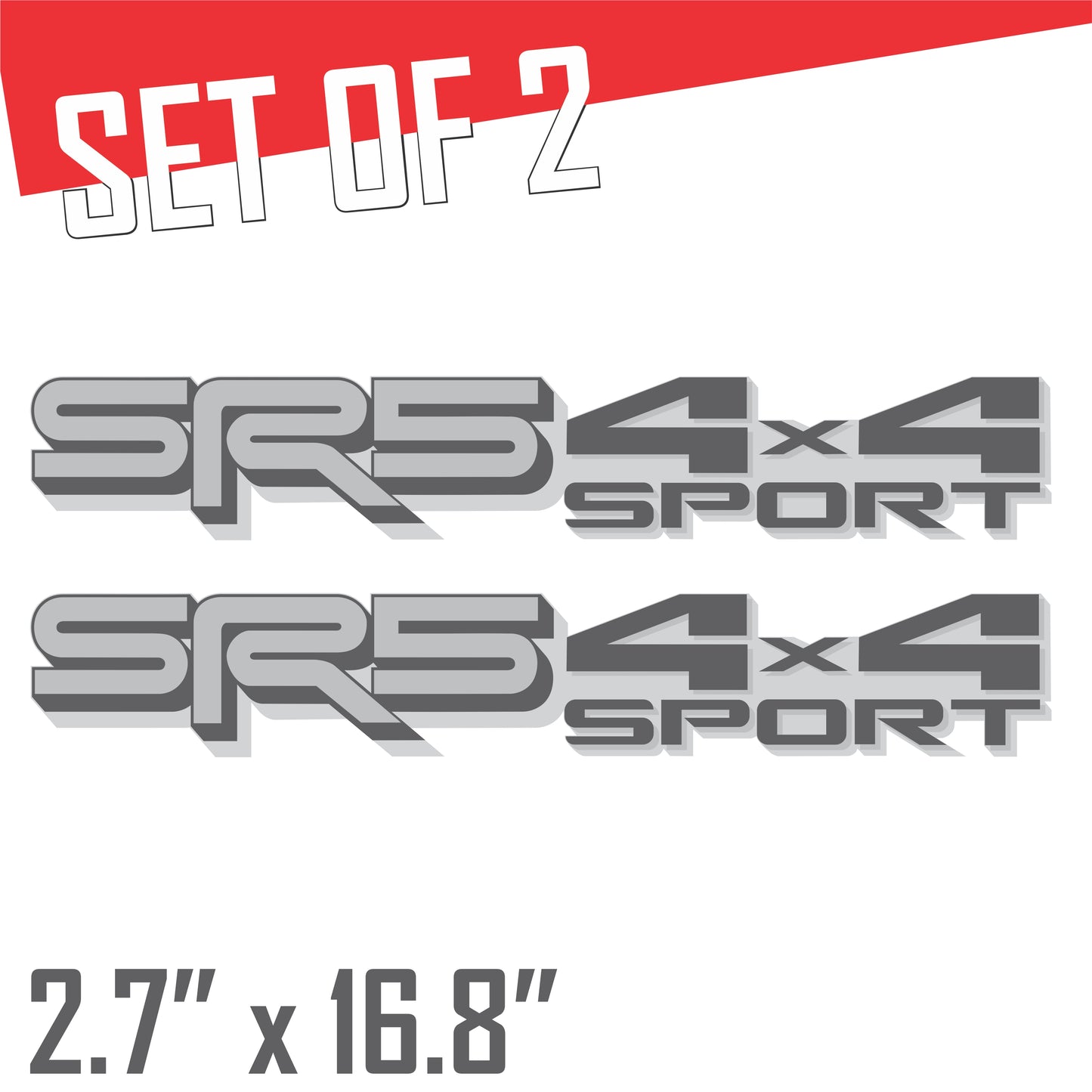SR5 4x4 Sport Decals - Compatible Toyota Tundra 2022–2026 (3-rd Gen) Replacement Bedside Metallic Stickers, Pair (Gray, Silver)