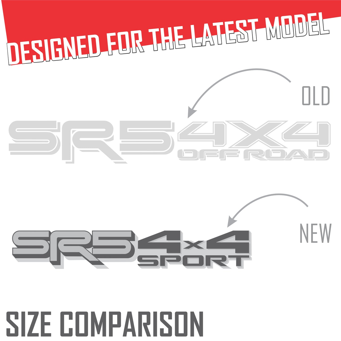 SR5 4x4 Sport Decals - Compatible Toyota Tundra 2022–2026 (3-rd Gen) Replacement Bedside Metallic Stickers, Pair (Gray, Silver)