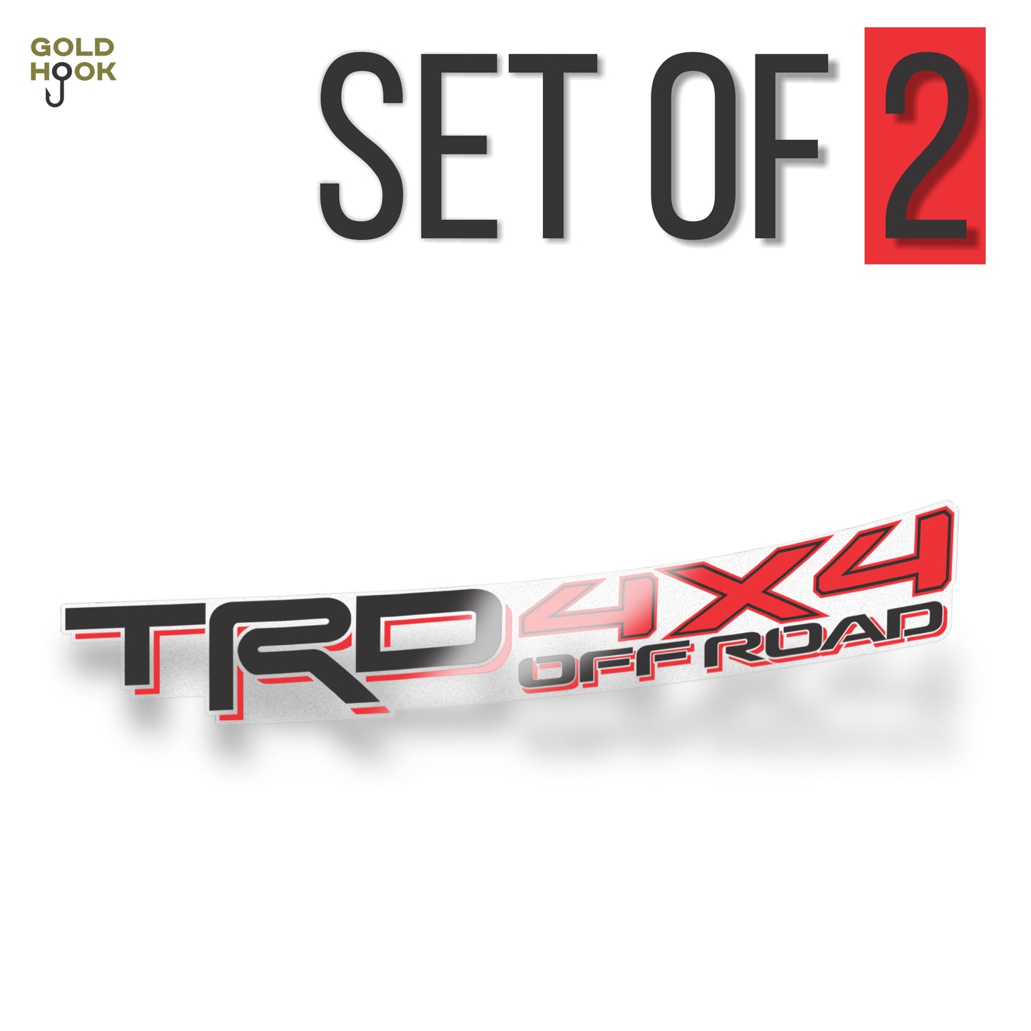 Trd 4x4 Off Road Decals, Replacement Stickers, Compatible with Toyota Tacoma, Clear Background Series, Black and Red, Matte Finish