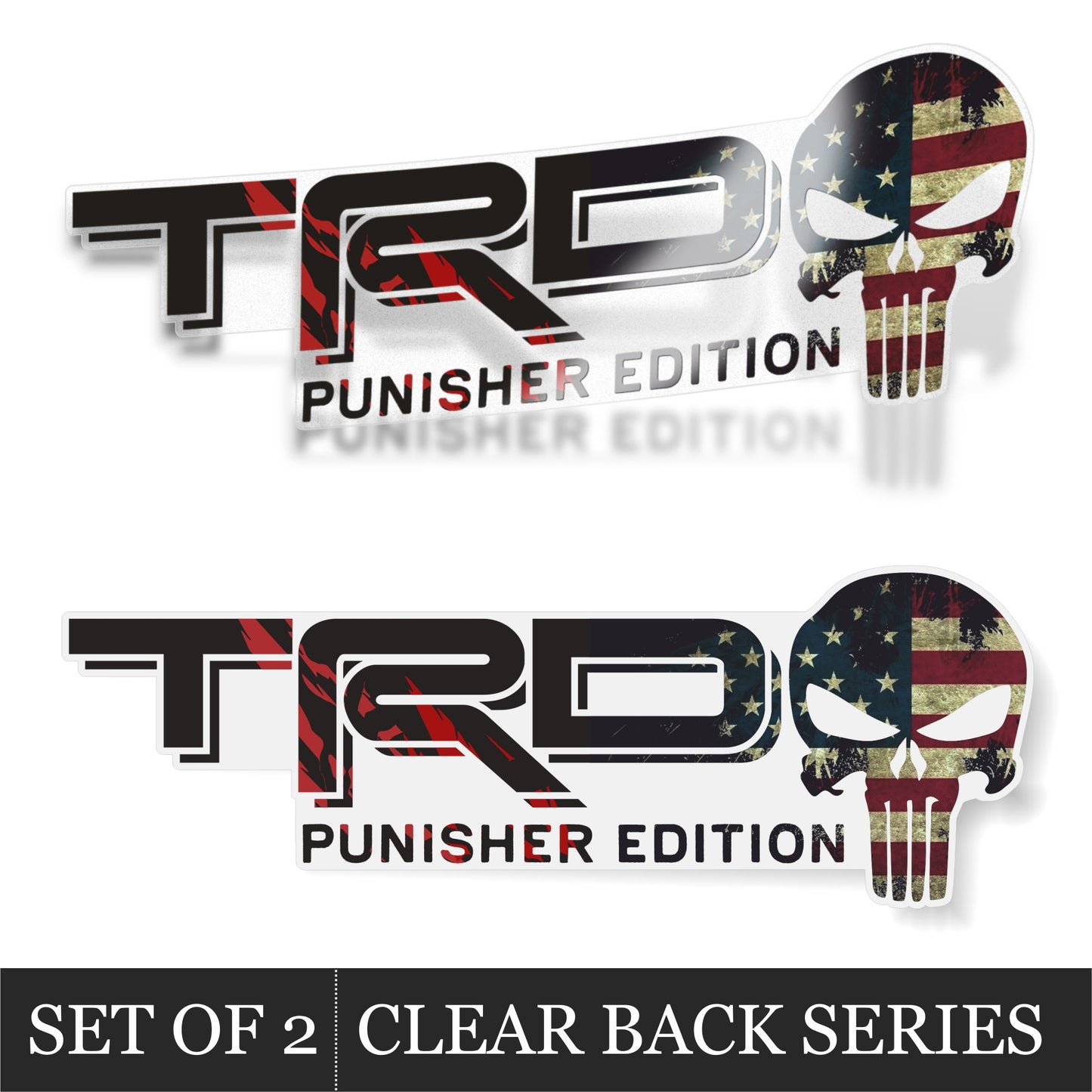 Trd Stickers, Bedside Decals for Truck, Skull American Flag, Clear Background Series, Matte Finish