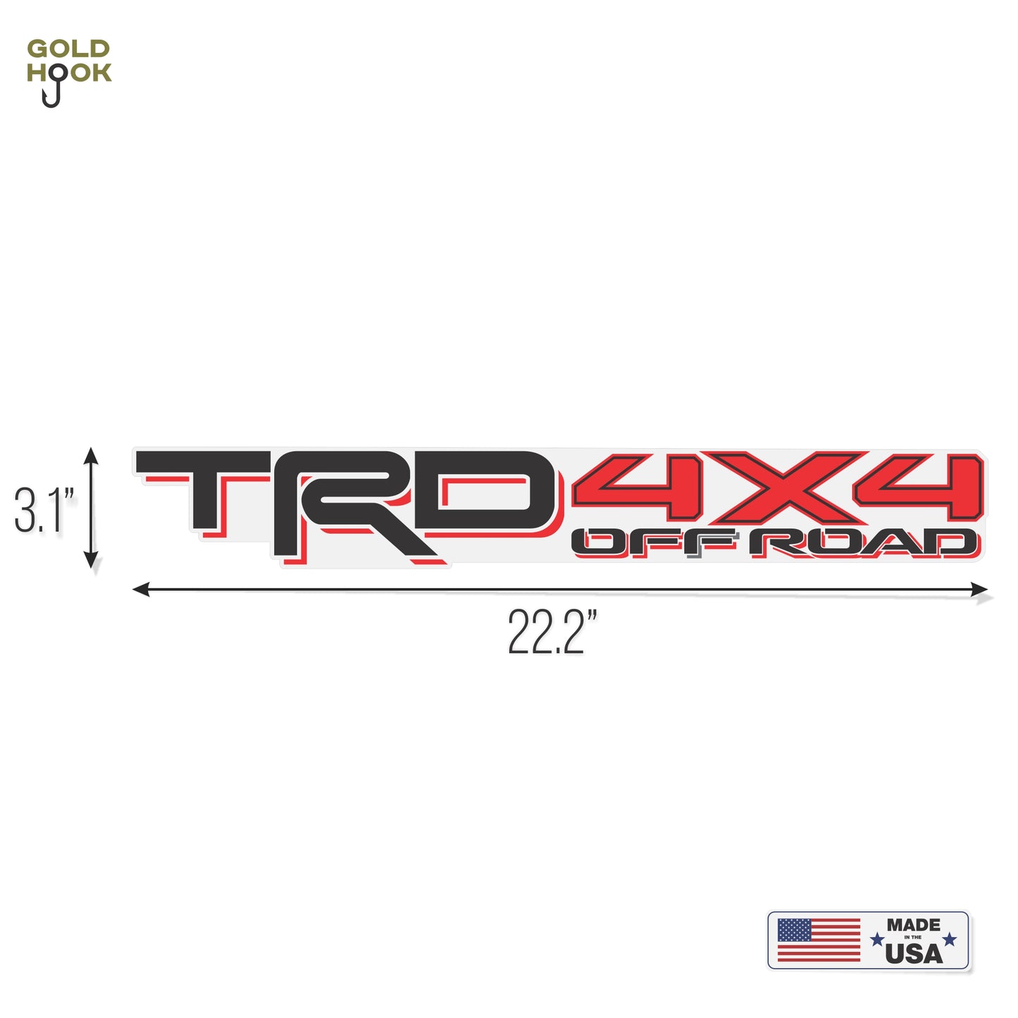 Trd 4x4 Off Road Decals, Replacement Stickers, Compatible with Toyota Tacoma, Clear Background Series, Black and Red, Matte Finish