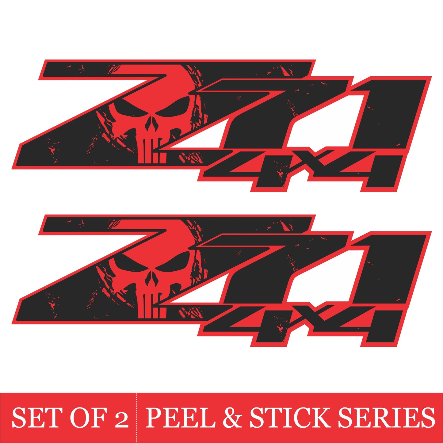 z71 4x4 Decals, Bedside Sticker for Chevy Truck (2007-2013) 1500 2500 HD, Black and Red, Peel & Stick Series