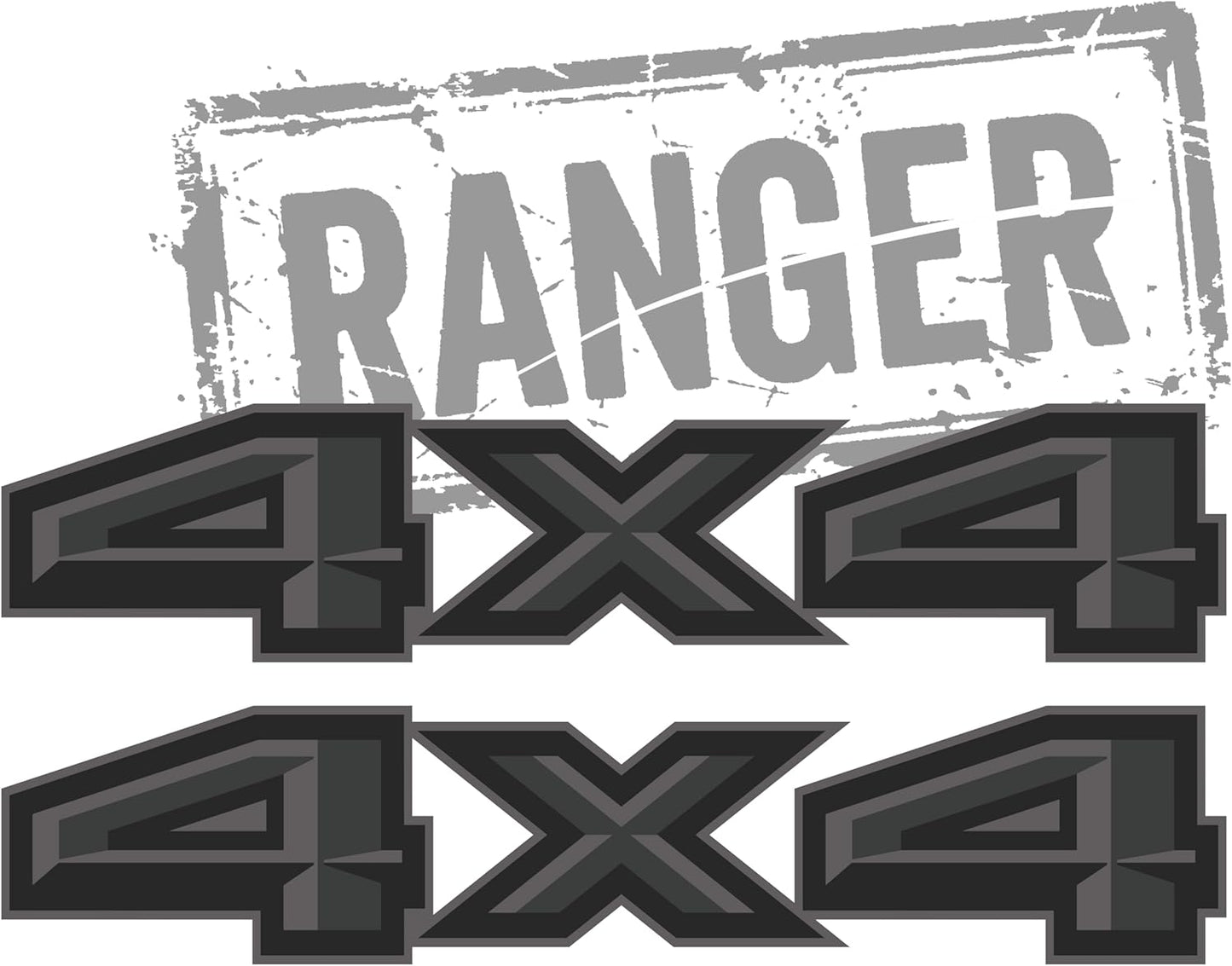 4x4 Charcoal Metallic Bedside Decal - Ford Ranger 2019-2026 - Set of 2