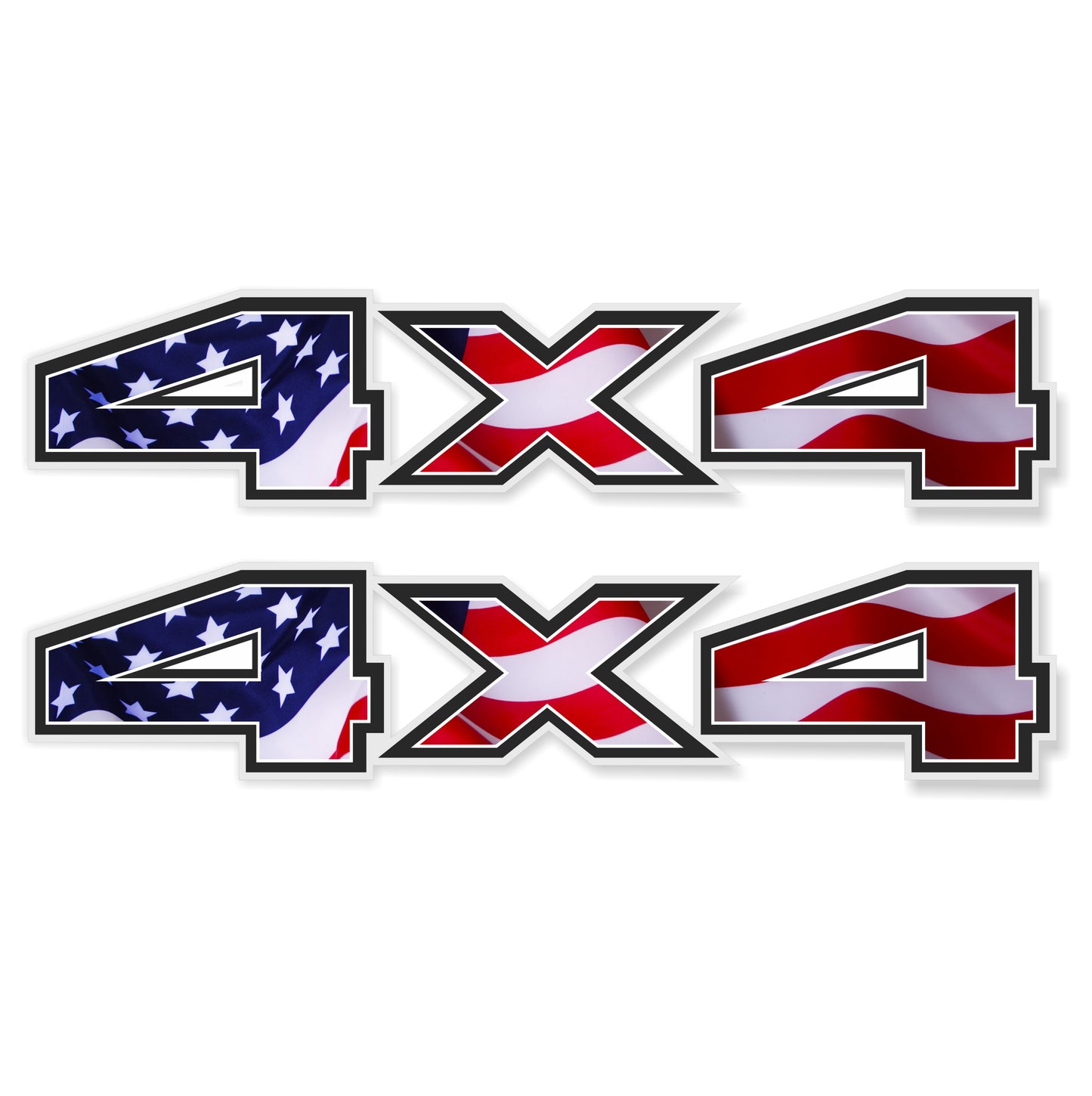 4x4 Decals American Flag for Trucks Ford f150, Bedside Off Road Replacement Stickers, Pair, Premium Series (Metallic Finish)