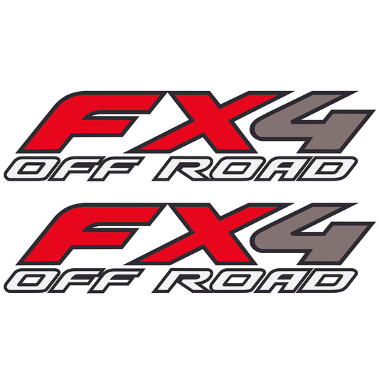 FX4 Off-Road Decals Kit, Compatible with Ford F150 F250 F350 F Truck (1997-2010), Bed Side Replacement Stickers (Black and Red, Metallic Finish)