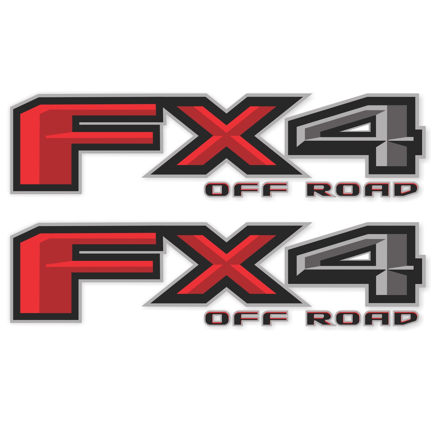 FX4 Off Road Decals — Diamond Series, Black & Red, Fits Ford F-150 F-250 F-350, Set of 2