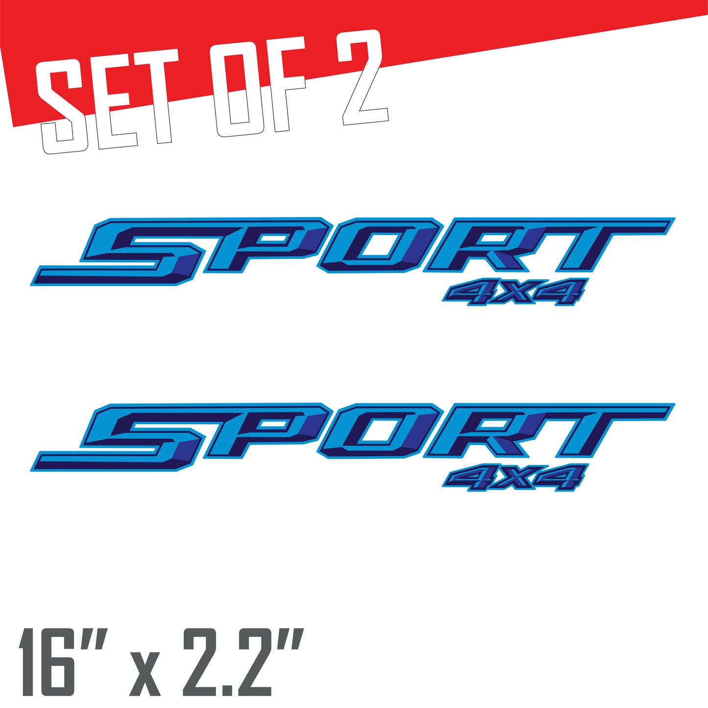 Sport 4x4 Blue Metallic Bedside Decal - Ford F-150 XLT 2021-2026 - Set of 2