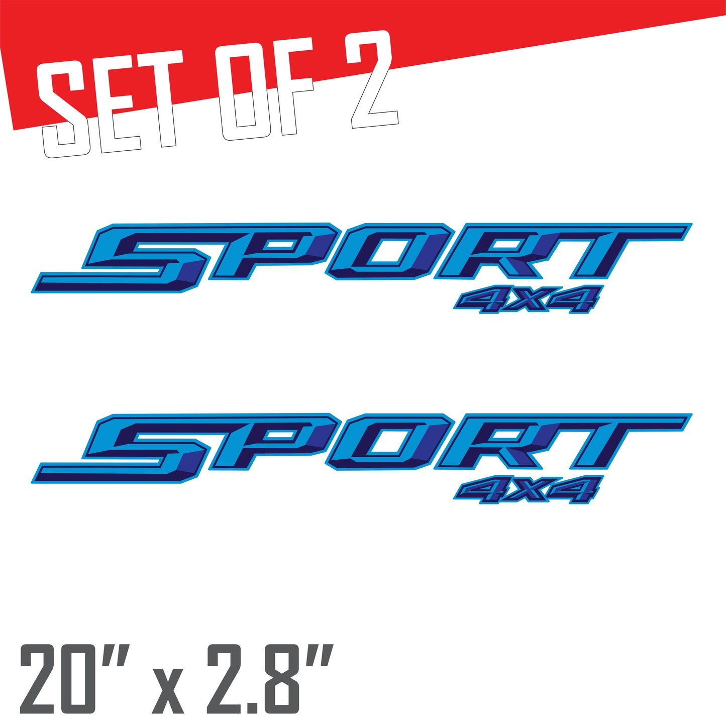 Sport 4x4 Blue Metallic Bedside Decal - Ford F-150 XLT 2021-2026 - Set of 2