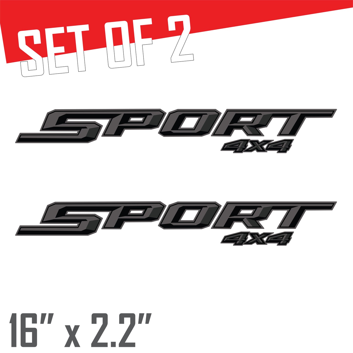 Sport 4x4 Charcoal Metallic Bedside Decal - Ford F-150 XLT 2021-2026 - Set of 2