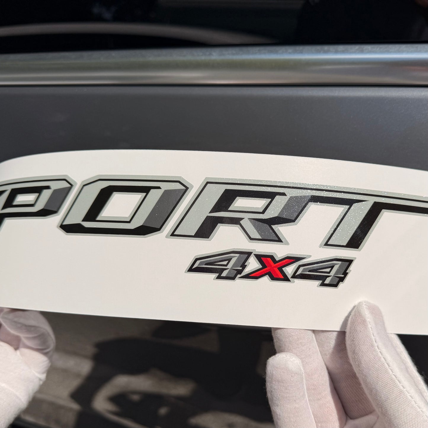 Sport 4x4 Gray Bedside Decals 16" x 2.2" — Diamond Series - Ford F-150 2021–2026, Set of 2