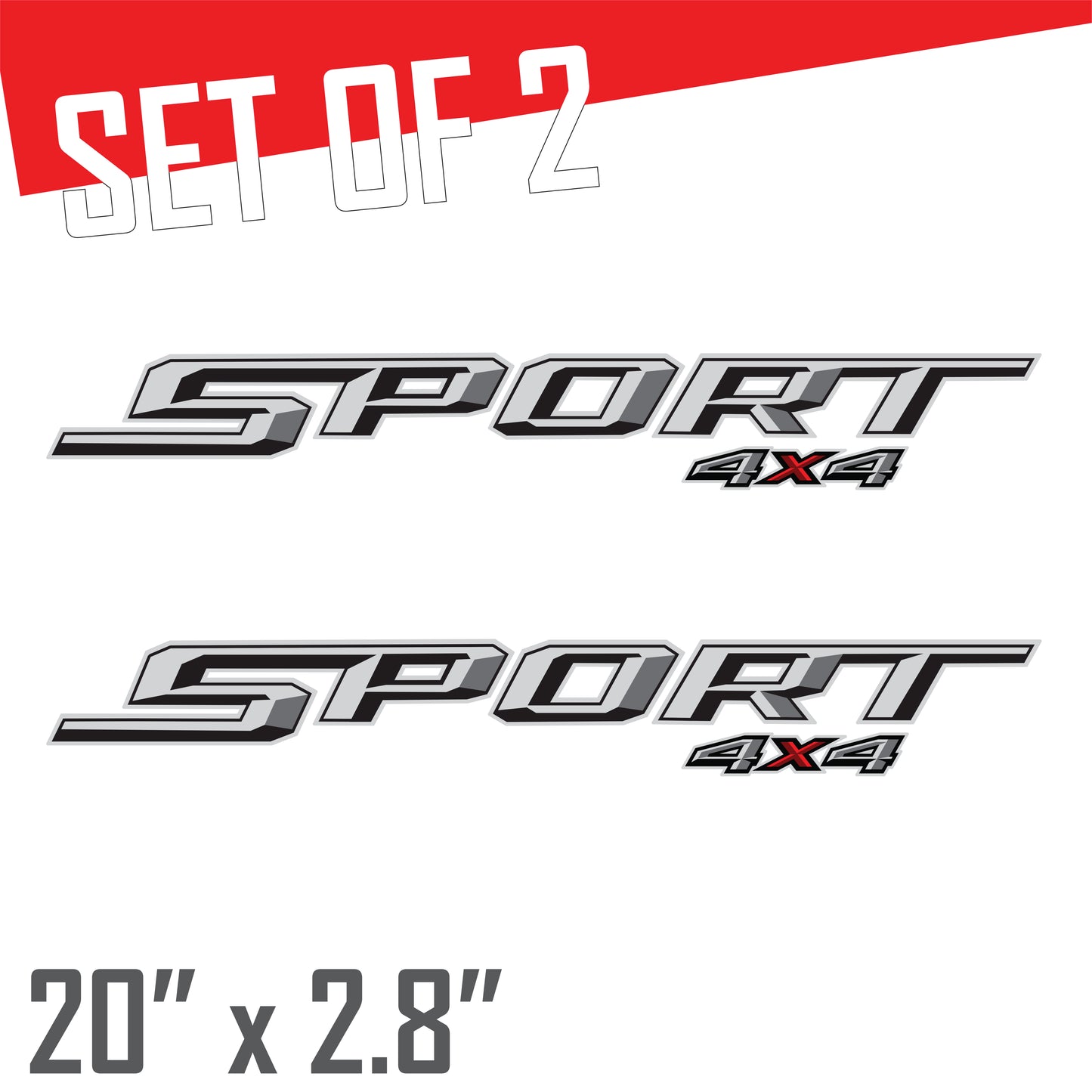 Sport 4x4 Gray Metallic Bedside Decal - Ford F-150 XLT 2021-2026 - Set of 2