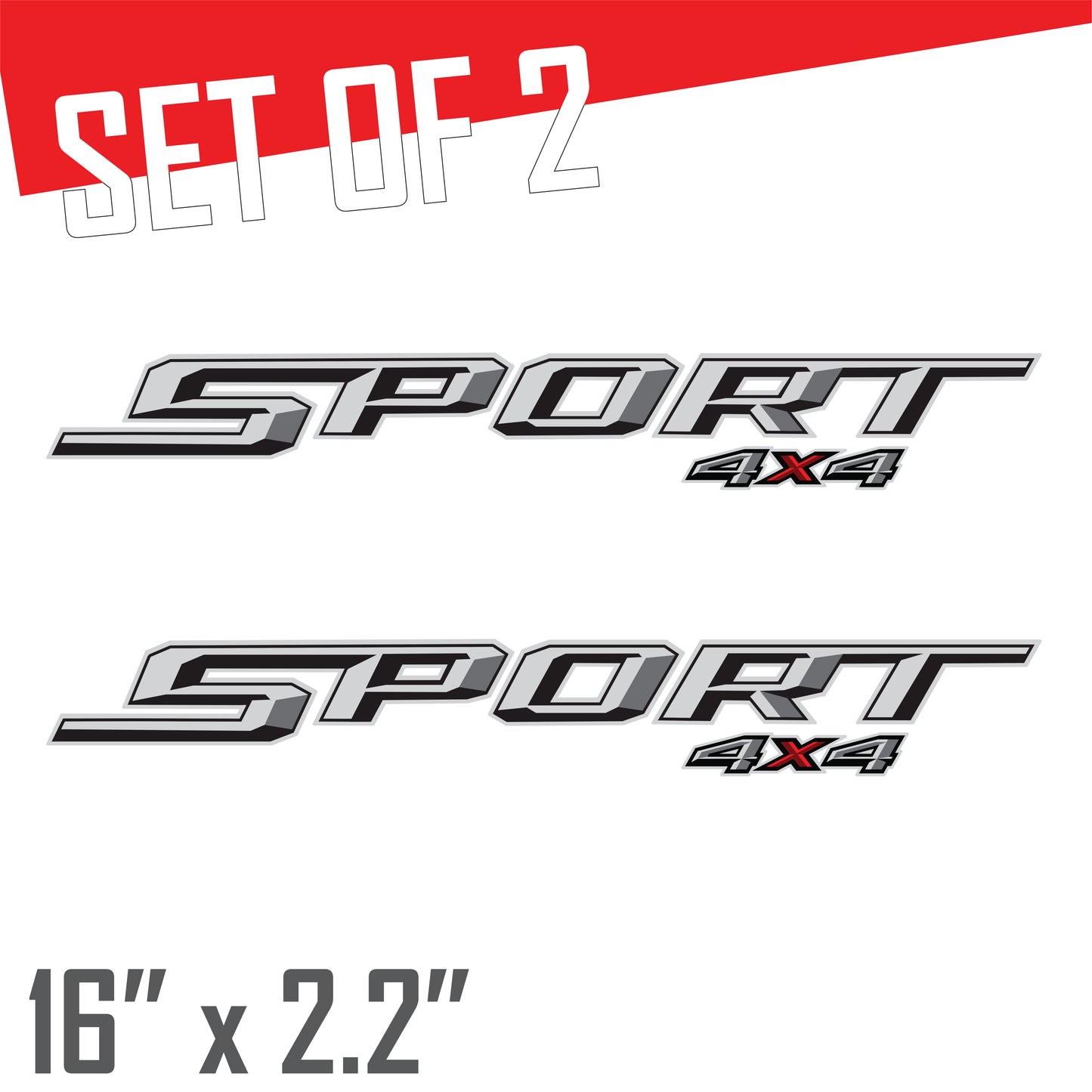 Sport 4x4 Gray Metallic Bedside Decal - Ford F-150 XLT 2021-2026 - Set of 2