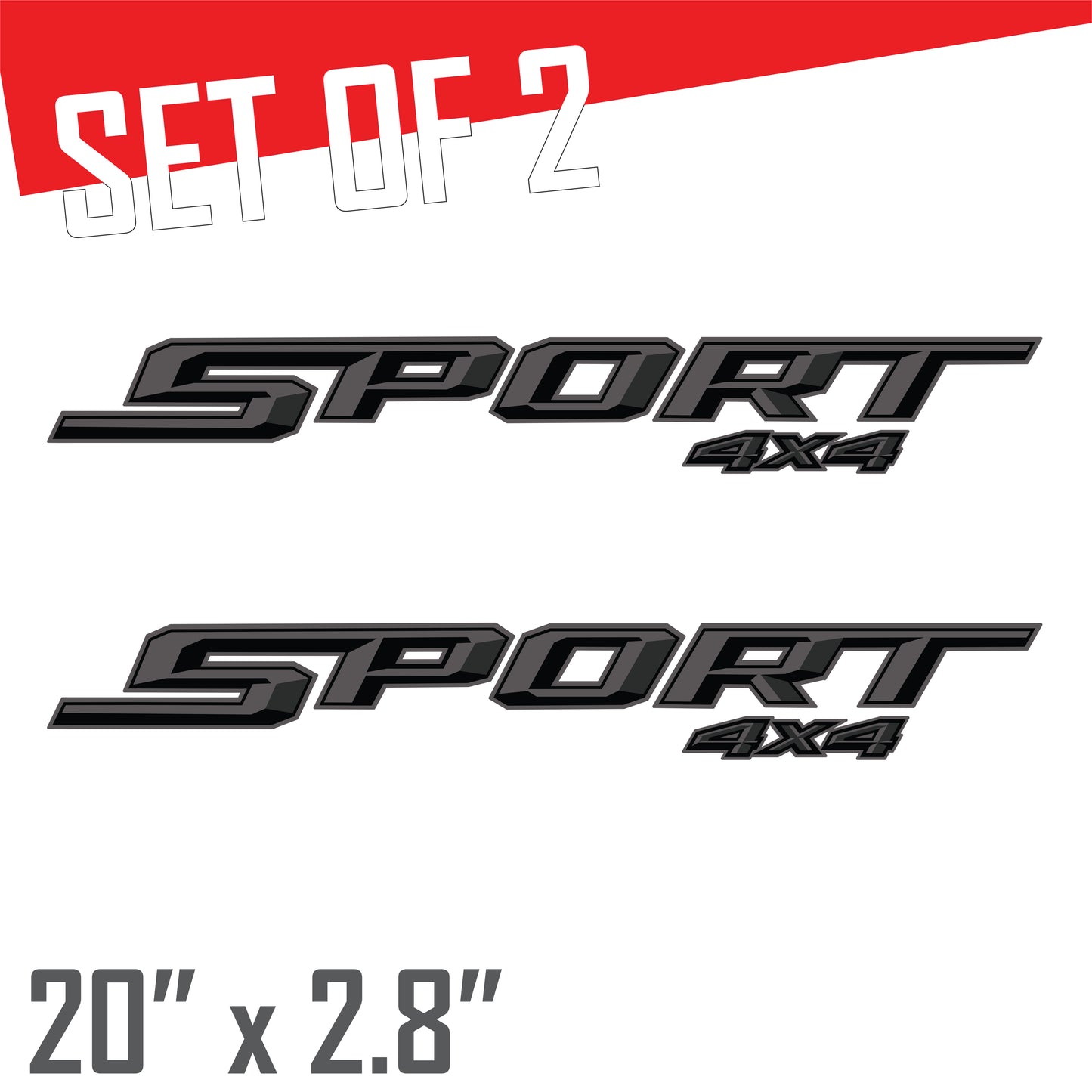 Sport 4x4 Charcoal Metallic Bedside Decal - Ford F-150 XLT 2021-2026 - Set of 2