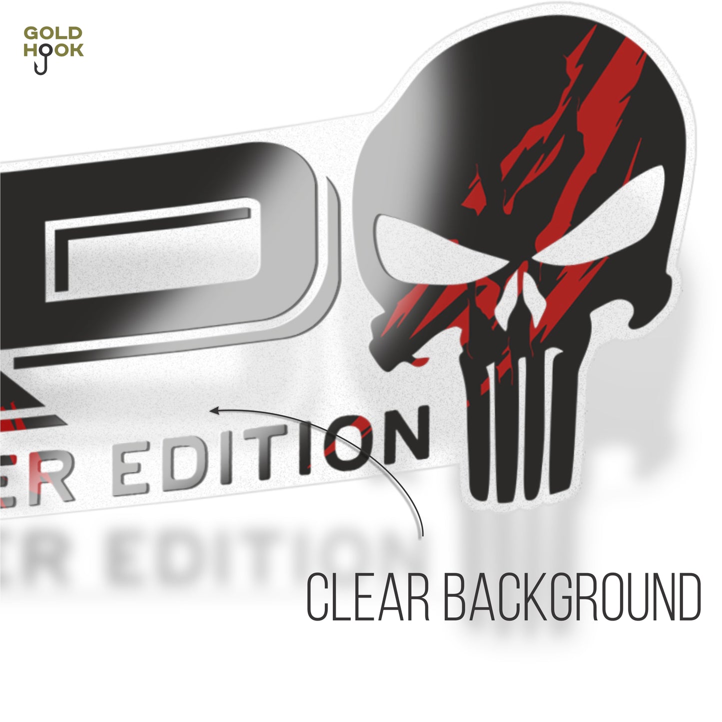 Trd Decals and Stickers, Punisher Edition, Clear Background Series, Matte Finish