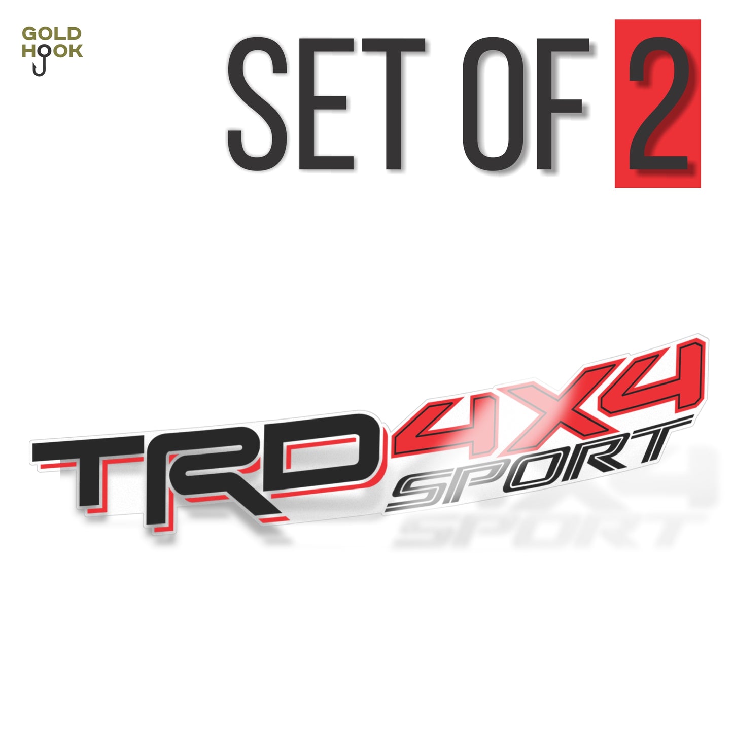 Trd 4x4 Sport decals, Compatible with Toyota Tacoma, Clear Background Series (Black, Red and Matte Finish)