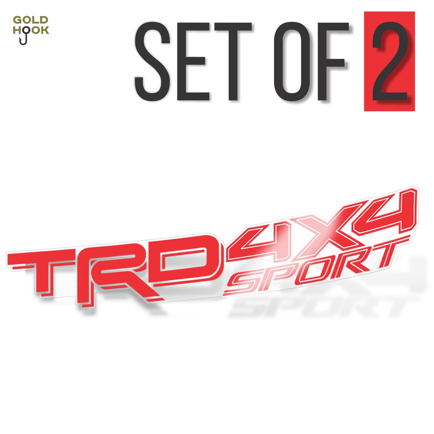 Trd 4x4 Sport decals, Compatible with Toyota Tacoma, Clear Background Series (Red and Matte Finish)