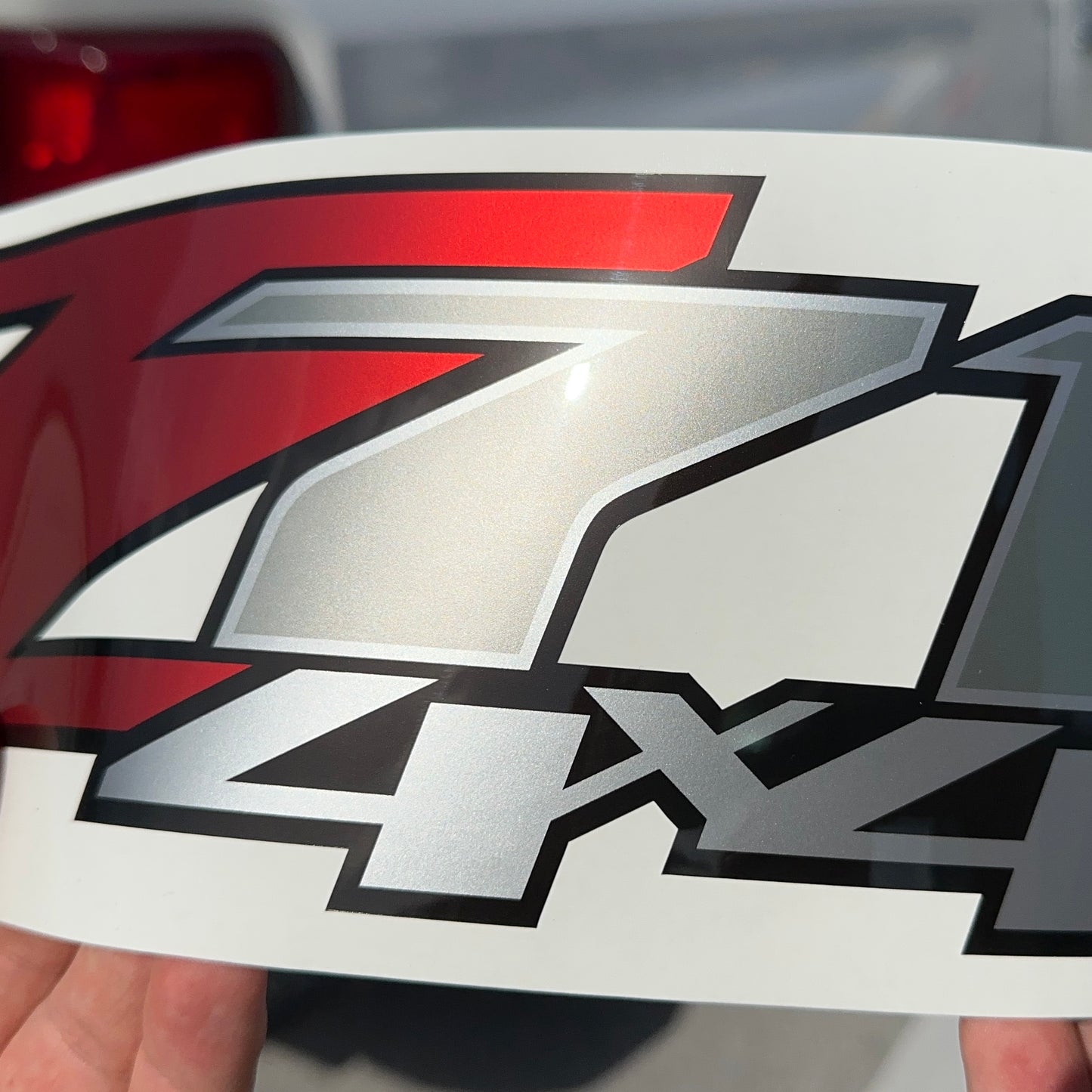 GOLD HOOK Z71 4x4 Decals for Chevy Silverado 2007–2013 — Red Z & Silver Chrome 71, Premium, Peel & Stick, or Diamond Series, 12.5" x 4", Set of 2