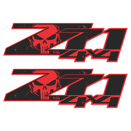 z71 4x4 Decals, Bedside Sticker for Chevy Truck (2007-2013) 1500 2500 HD, Premium Series (Black, Red and Metallic Finish)