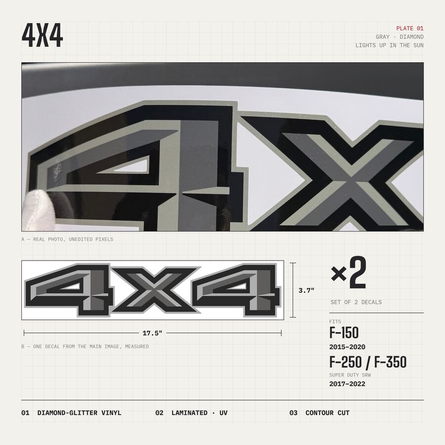 4x4 Decals for Ford F-150 2015–2020 · Gray · Diamond · Overview