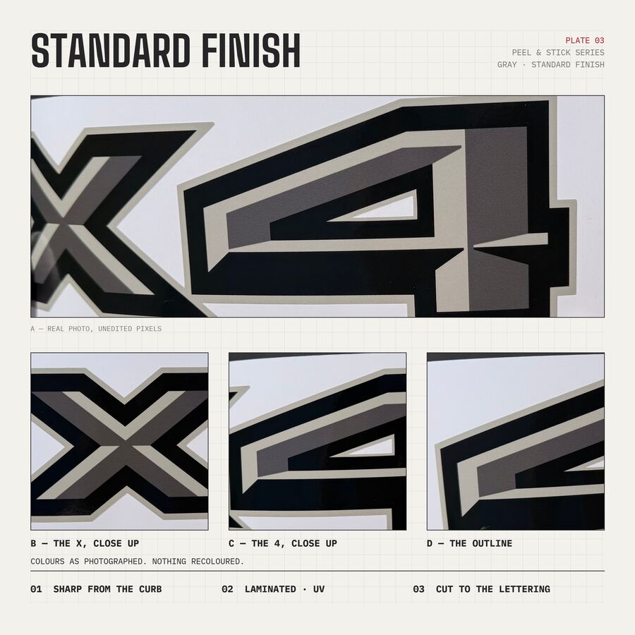 4x4 Decals for Ford F-150 2015–2020 · Gray · Peel & Stick · Finish close-up