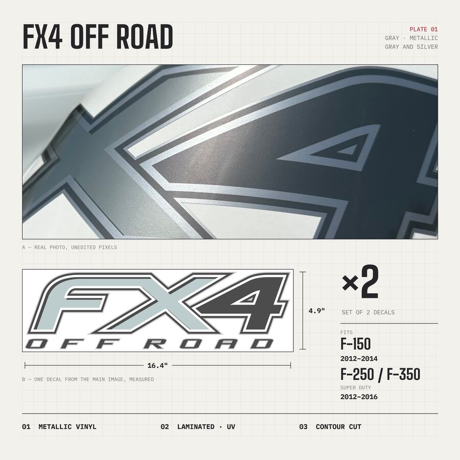 FX4 Off Road Decals for Ford F-150 2012–2014 · Gray · Premium · Overview