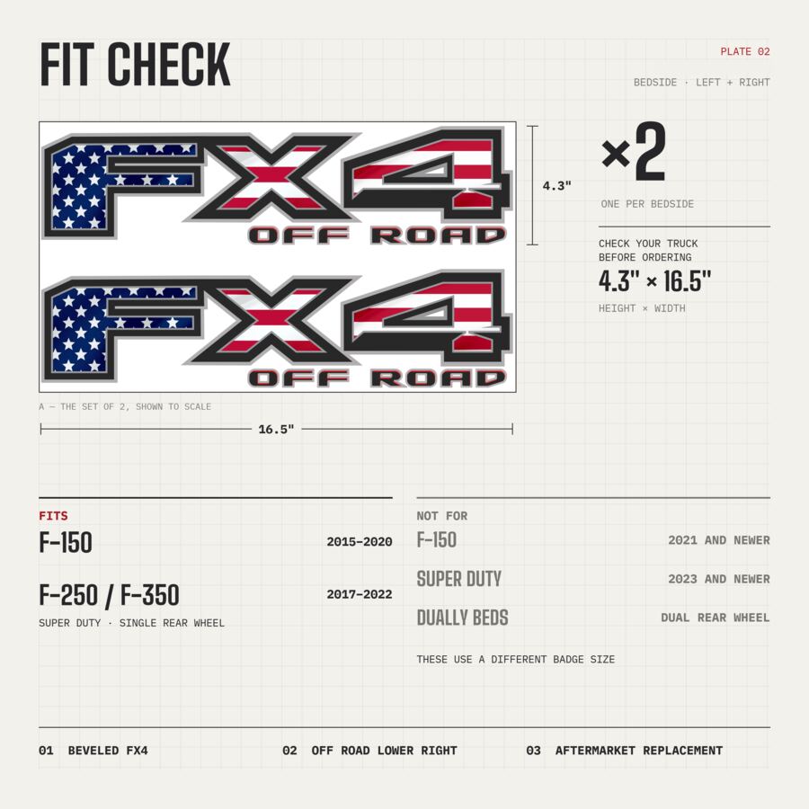 FX4 Off Road Decals for Ford F-150 2015–2020 · American Flag · Peel & Stick · Fit check and size