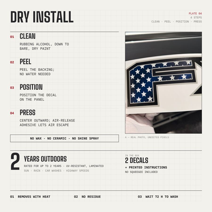 FX4 Off Road Decals for Ford F-150 2015–2020 · American Flag · Peel & Stick · Dry install